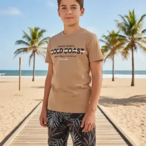Conjunto Trick Nick, Menino, Tamanho 08, Short 98% e Camiseta 100% Algodão, Marrom