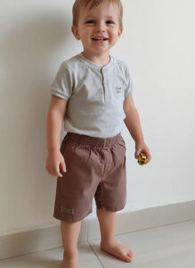 Conjunto Fakini, Menino, Tamanho 02, 100% Algodão, Marrom