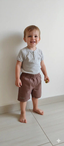 Conjunto Fakini, Menino, Tamanho 02, 100% Algodão, Marrom