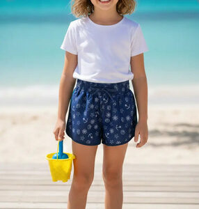 Short Menina Tamanho 12 (Pequeno Veste Melhor Tam 8 ou 9) Proteção Uv, Azul