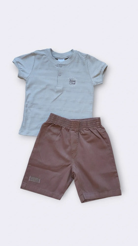 Conjunto Fakini, Menino, Tamanho 02, 100% Algodão, Marrom - Imagem 2