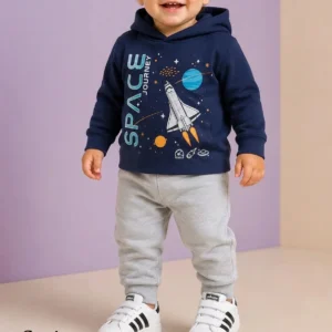 Conjunto Forfun, Menino, Tamanho 01, Moletom Flanelado, Azul