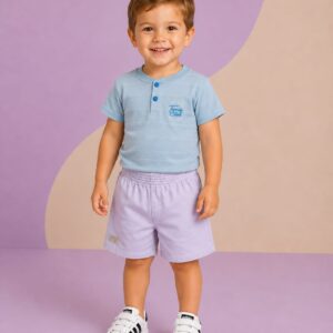 Conjunto FAKINI, Menino, Tamanho 03, 100% algodão, Azul e Lilás
