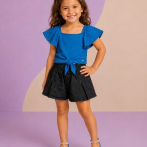 Conjunto FAKINI, Menina, Blusinha e Short, Tamanho 06, Azul