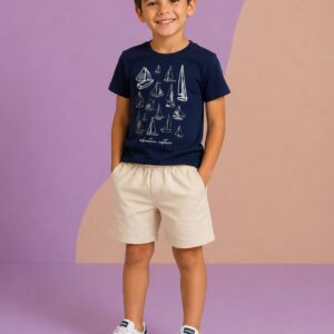 Conjunto FAKINI, Menino, Tamanho 06, Azul e Bege